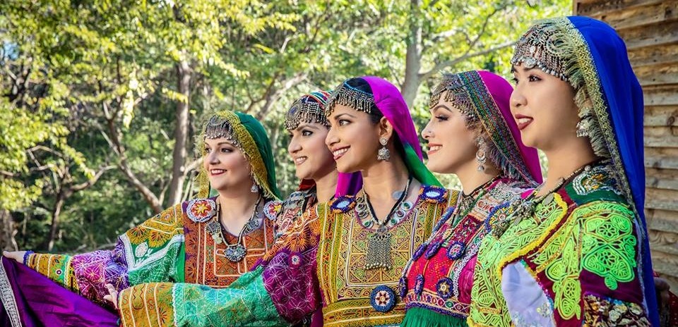 Troupe in traditional Pashtun outfit.